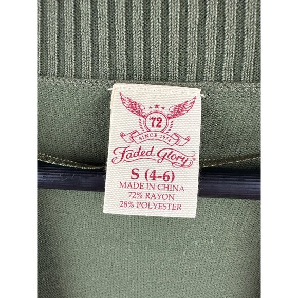 Faded Glory Womens Open-Front Green Cardigan Sweater S Rayon/Polyester - Picture 4 of 5